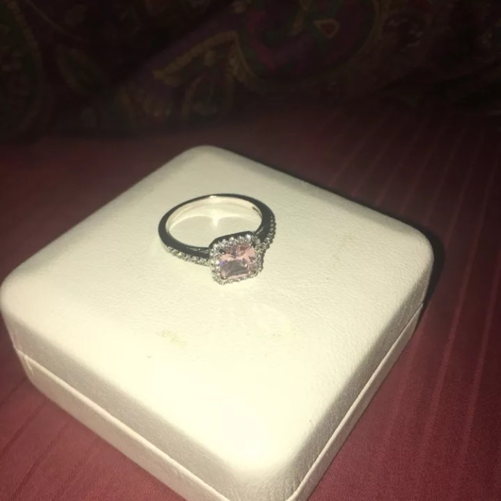 Light Pink Princess Cut Ring Size 9